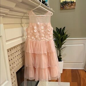 Girls Jona Michelle formal light Pink Tiered Floral Dress, size 10, never worn